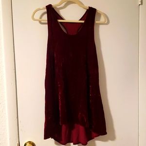 Reformation - Long Red Crushed Velvet Tank